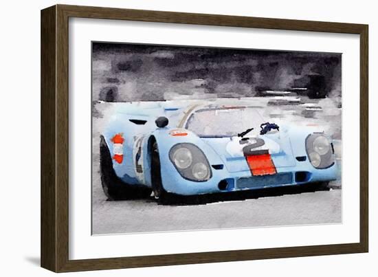 Porsche 917 Gulf Watercolor-NaxArt-Framed Premium Giclee Print