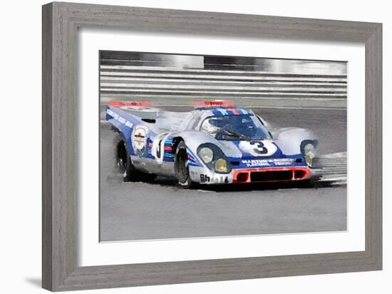 Porsche 917 Martini Rossi Watercolor-NaxArt-Framed Art Print