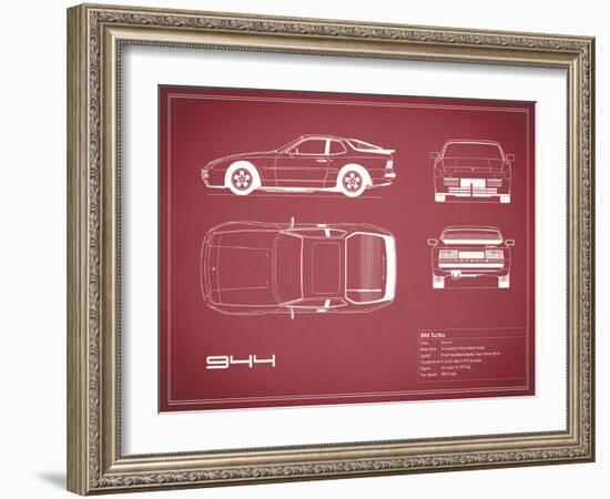 Porsche 944 Turbo-Maroon-Mark Rogan-Framed Art Print