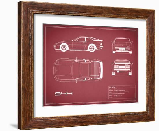 Porsche 944 Turbo-Maroon-Mark Rogan-Framed Art Print