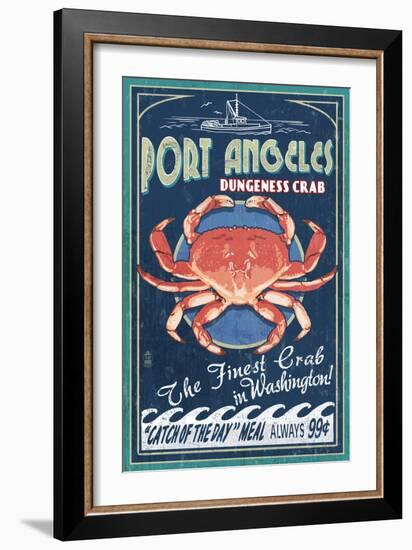 Port Angeles, Washington - Dungeness Crab Vintage Sign-Lantern Press-Framed Art Print