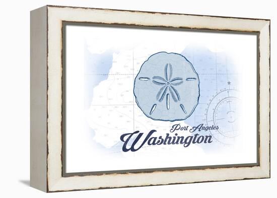 Port Angeles, Washington - Sand Dollar - Blue - Coastal Icon-Lantern Press-Framed Stretched Canvas