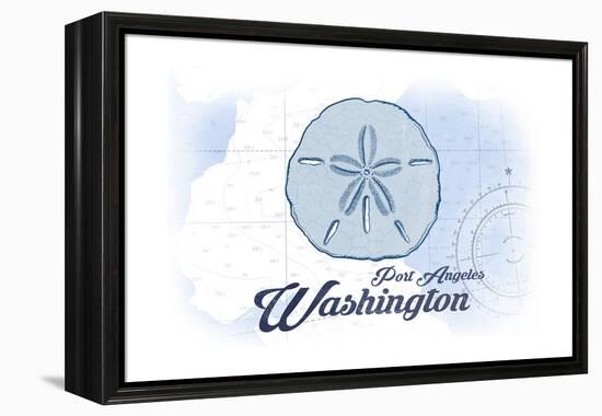 Port Angeles, Washington - Sand Dollar - Blue - Coastal Icon-Lantern Press-Framed Stretched Canvas