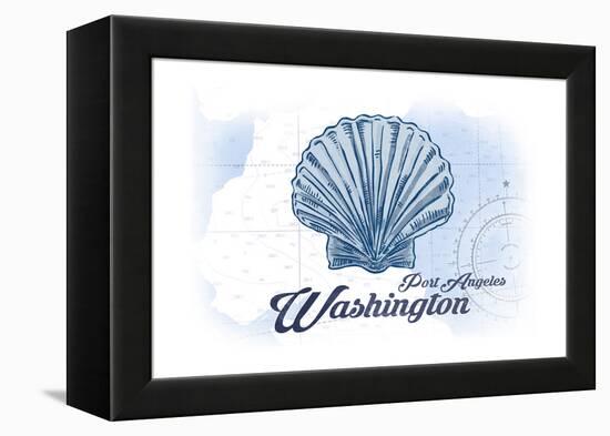 Port Angeles, Washington - Scallop Shell - Blue - Coastal Icon-Lantern Press-Framed Stretched Canvas