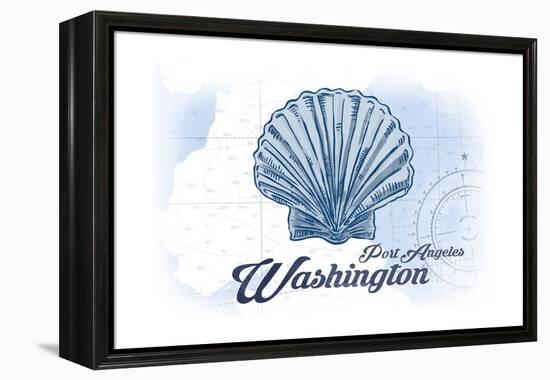 Port Angeles, Washington - Scallop Shell - Blue - Coastal Icon-Lantern Press-Framed Stretched Canvas