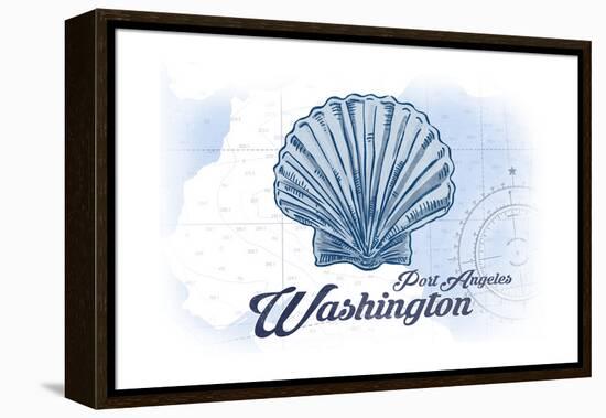 Port Angeles, Washington - Scallop Shell - Blue - Coastal Icon-Lantern Press-Framed Stretched Canvas