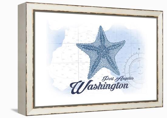 Port Angeles, Washington - Starfish - Blue - Coastal Icon-Lantern Press-Framed Stretched Canvas