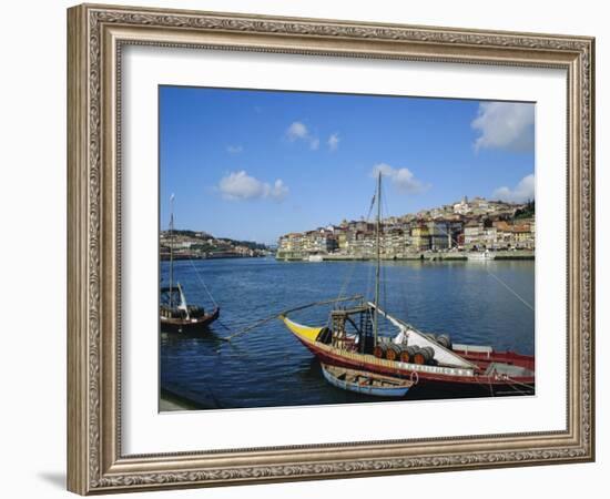 Port Barge on the Douro River, Porto (Oporto), Portugal, Europe-Fraser Hall-Framed Photographic Print