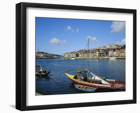 Port Barge on the Douro River, Porto (Oporto), Portugal, Europe-Fraser Hall-Framed Photographic Print