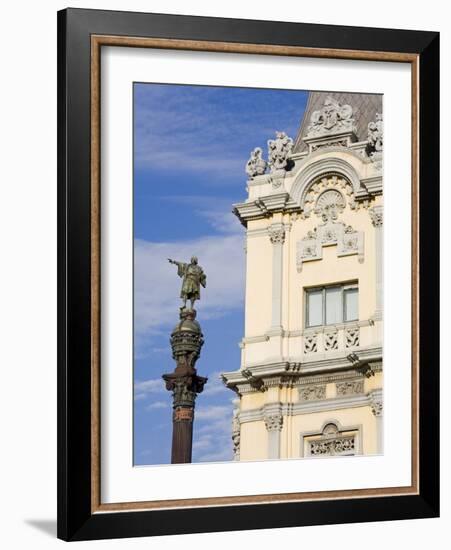 Port Building and Columbus Monument, Port Vell District, Barcelona, Catalonia, Spain, Europe-Richard Cummins-Framed Photographic Print