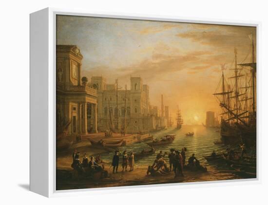 Port De Mer Au Soleil Couchant (Sea Port with Setting Sun), 1639-Claude Lorraine-Framed Premier Image Canvas
