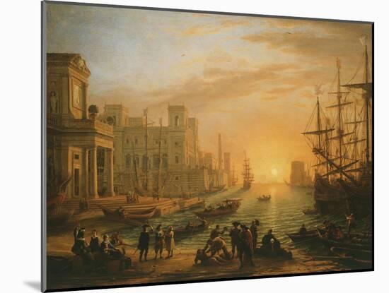 Port De Mer Au Soleil Couchant (Sea Port with Setting Sun), 1639-Claude Lorraine-Mounted Giclee Print