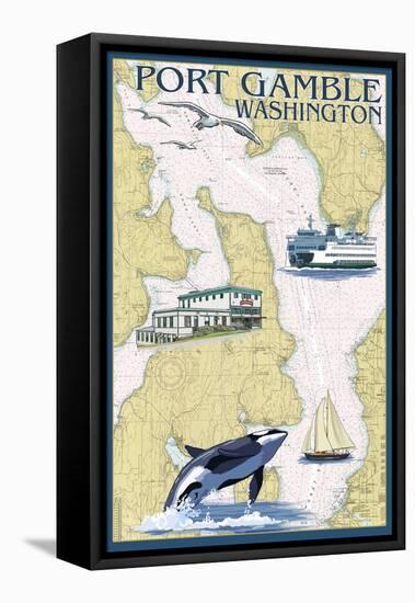 Port Gamble, Washington - Nautical Chart-Lantern Press-Framed Stretched Canvas