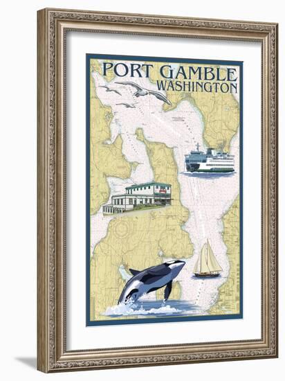 Port Gamble, Washington - Nautical Chart-Lantern Press-Framed Art Print