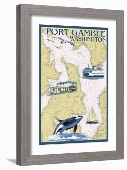 Port Gamble, Washington - Nautical Chart-Lantern Press-Framed Art Print