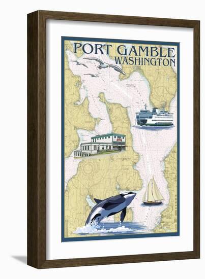 Port Gamble, Washington - Nautical Chart-Lantern Press-Framed Art Print