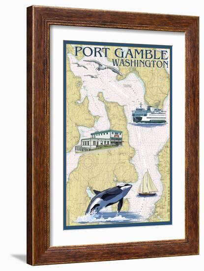 Port Gamble, Washington - Nautical Chart-Lantern Press-Framed Art Print