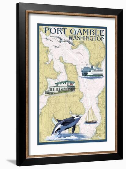 Port Gamble, Washington - Nautical Chart-Lantern Press-Framed Art Print