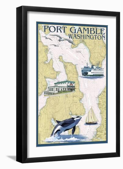 Port Gamble, Washington - Nautical Chart-Lantern Press-Framed Art Print