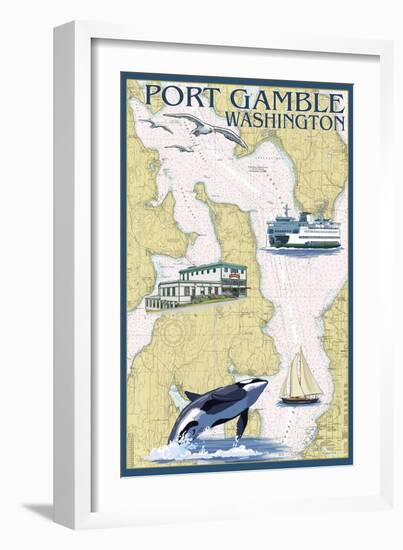 Port Gamble, Washington - Nautical Chart-Lantern Press-Framed Art Print