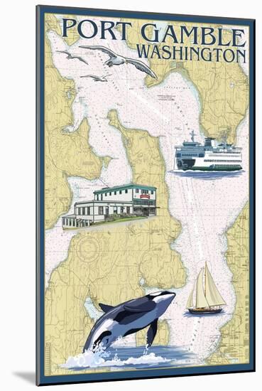 Port Gamble, Washington - Nautical Chart-Lantern Press-Mounted Art Print