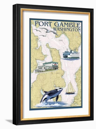 Port Gamble, Washington - Nautical Chart-Lantern Press-Framed Art Print