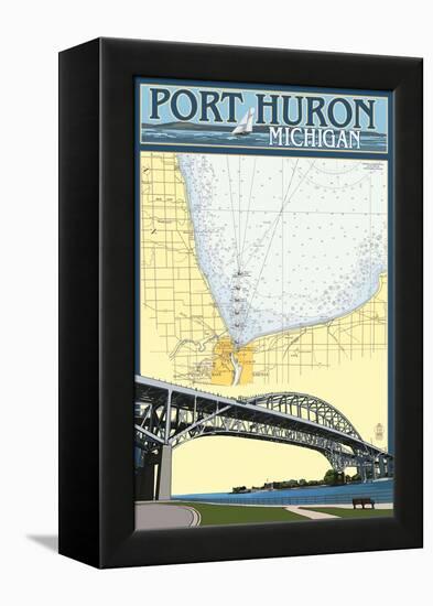 Port Huron, Michigan - Nautical Chart-Lantern Press-Framed Stretched Canvas