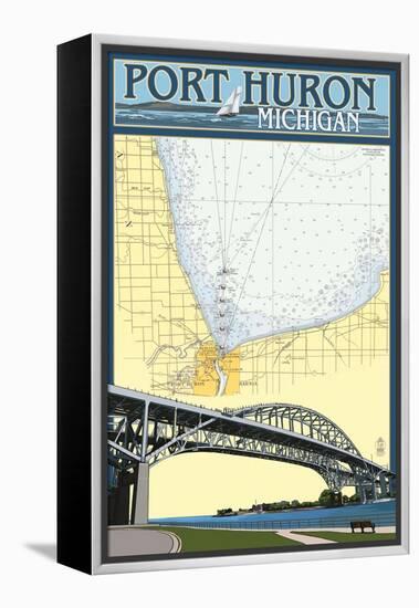 Port Huron, Michigan - Nautical Chart-Lantern Press-Framed Stretched Canvas