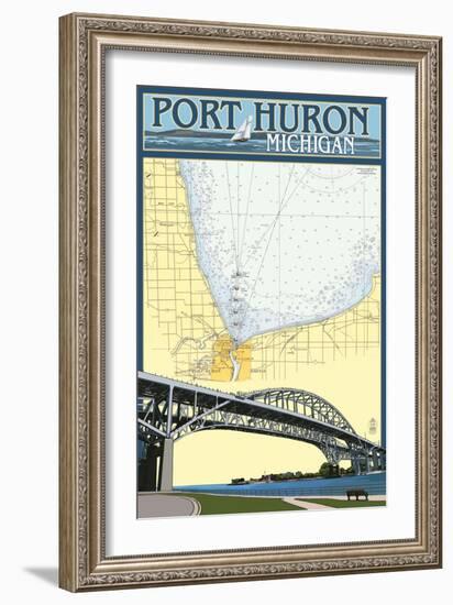 Port Huron, Michigan - Nautical Chart-Lantern Press-Framed Art Print