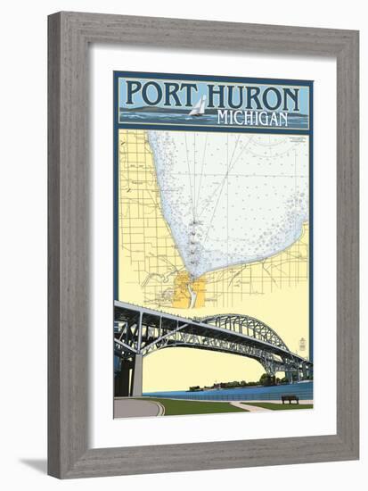 Port Huron, Michigan - Nautical Chart-Lantern Press-Framed Art Print