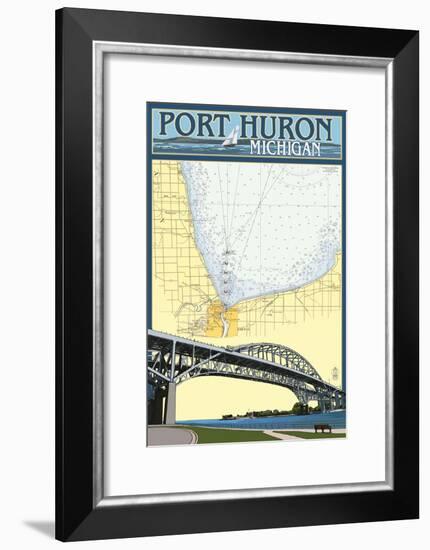 Port Huron, Michigan - Nautical Chart-Lantern Press-Framed Art Print