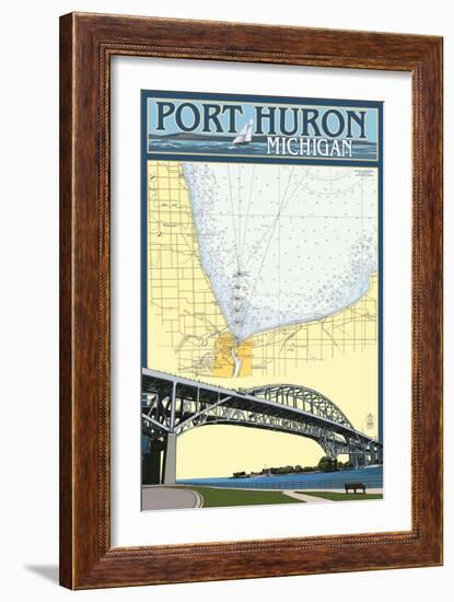 Port Huron, Michigan - Nautical Chart-Lantern Press-Framed Art Print