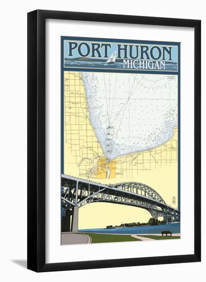 Port Huron, Michigan - Nautical Chart-Lantern Press-Framed Art Print