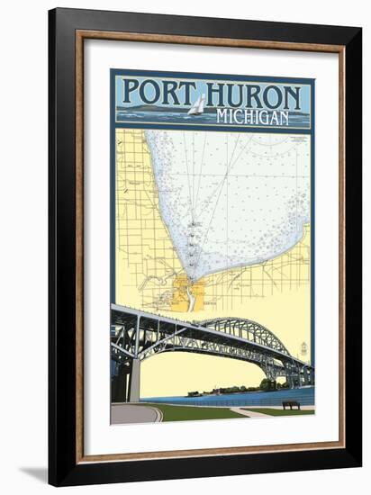 Port Huron, Michigan - Nautical Chart-Lantern Press-Framed Art Print