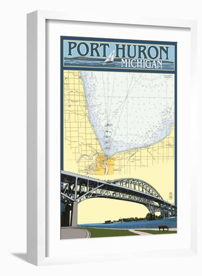 Port Huron, Michigan - Nautical Chart-Lantern Press-Framed Art Print