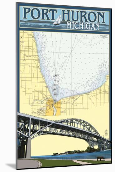 Port Huron, Michigan - Nautical Chart-Lantern Press-Mounted Art Print