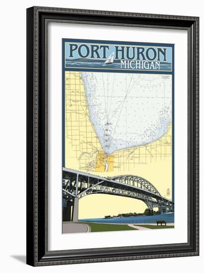 Port Huron, Michigan - Nautical Chart-Lantern Press-Framed Art Print