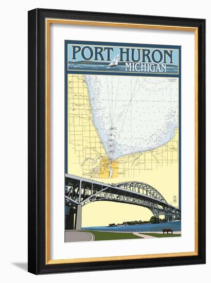 Port Huron, Michigan - Nautical Chart-Lantern Press-Framed Art Print