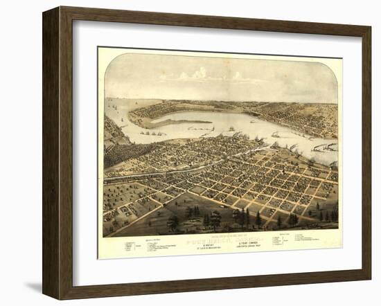 Port Huron, Michigan - Panoramic Map-Lantern Press-Framed Art Print