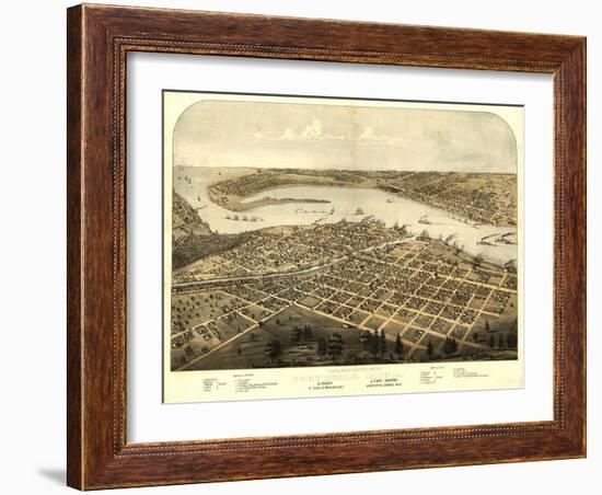 Port Huron, Michigan - Panoramic Map-Lantern Press-Framed Art Print