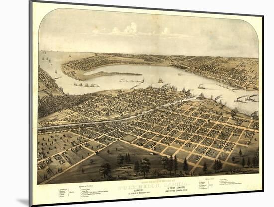 Port Huron, Michigan - Panoramic Map-Lantern Press-Mounted Art Print