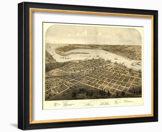 Port Huron, Michigan - Panoramic Map-Lantern Press-Framed Art Print