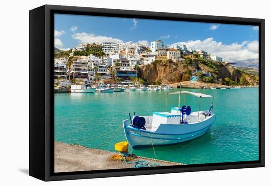 Port of Agia Galini, South Coast, Crete, Greek Islands, Greece, Europe-Markus Lange-Framed Premier Image Canvas