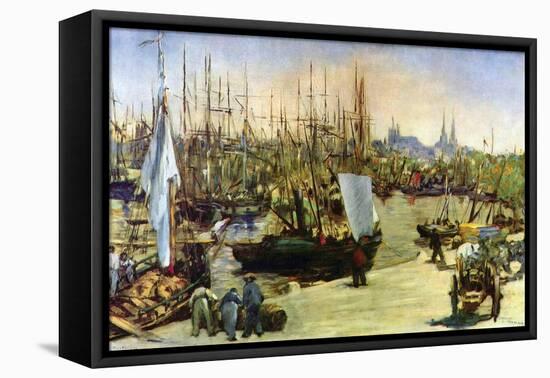 Port of Bordeaux-Edouard Manet-Framed Stretched Canvas