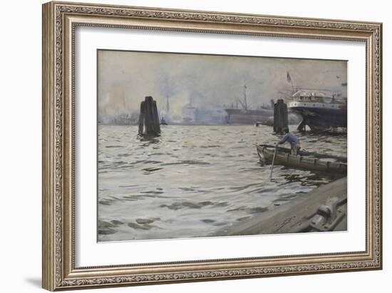 Port of Hamburg, 1891 (W/C on Paper)-Anders Leonard Zorn-Framed Giclee Print