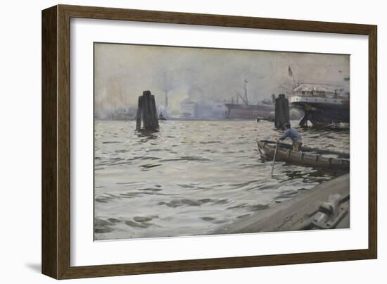 Port of Hamburg, 1891 (W/C on Paper)-Anders Leonard Zorn-Framed Giclee Print