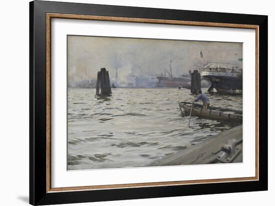 Port of Hamburg, 1891 (W/C on Paper)-Anders Leonard Zorn-Framed Giclee Print