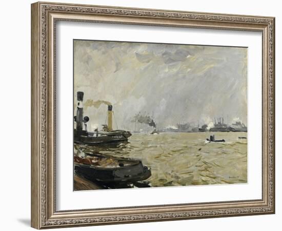 Port of Hamburg (Grey), 1916-Umberto Boccioni-Framed Giclee Print