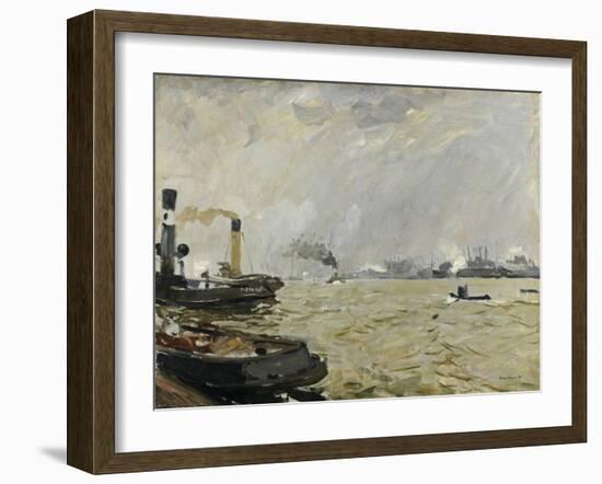 Port of Hamburg (Grey), 1916-Umberto Boccioni-Framed Giclee Print