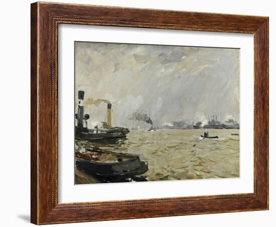 Port of Hamburg (Grey), 1916-Umberto Boccioni-Framed Giclee Print